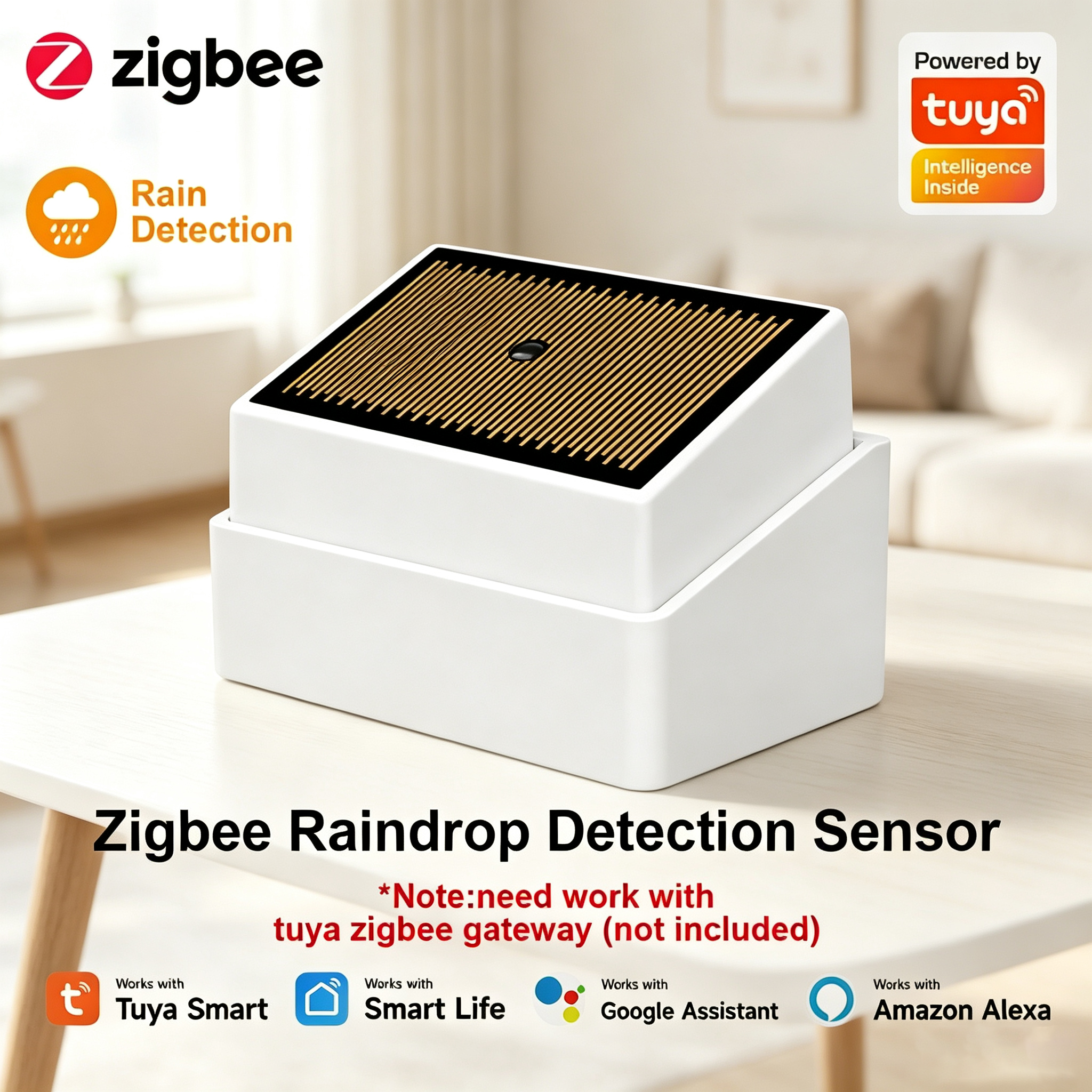 Water Alarm Sensor - Tuya ZigBee Smart Rain Sensor IPX4