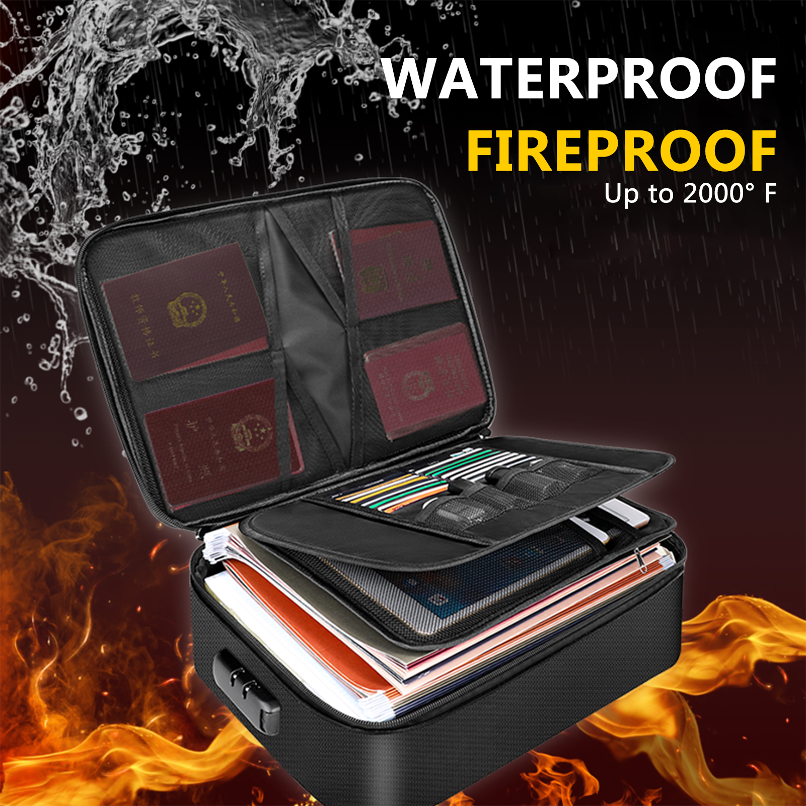 Fireproof Document Bag with Lo - Fire Safe Document 评论和价格